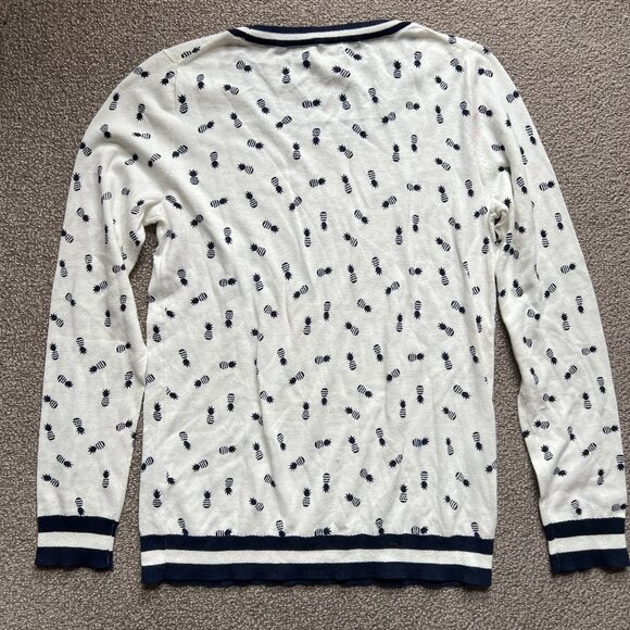 🍍J. Crew Pineapple Print Sweater Cotton Lightweight Preppy White Sweater | XS - Picture 4 of 8